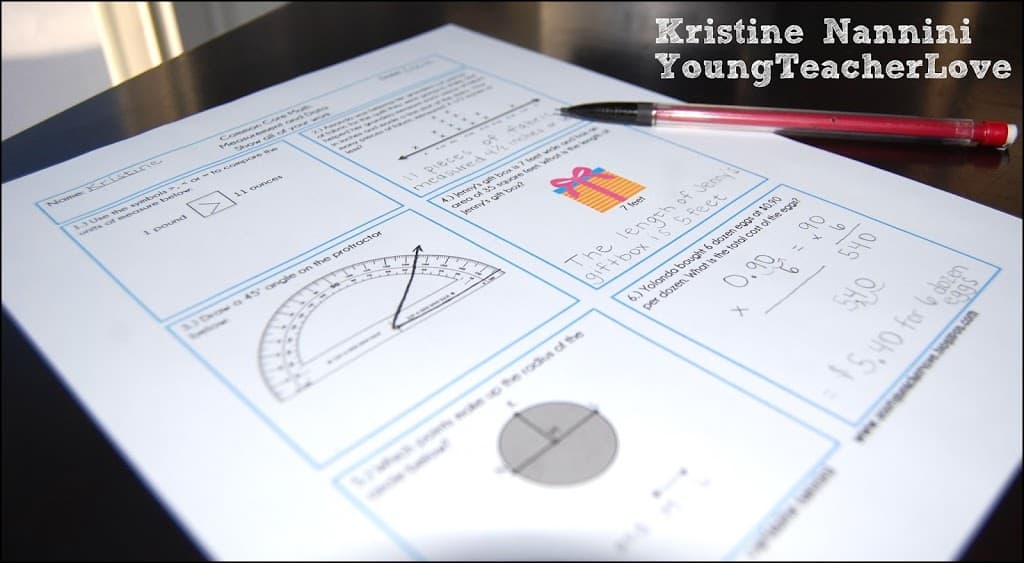 Math Review Printable Problems by Kristine Nannini