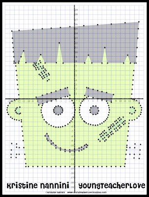 Halloween Coordinate Graphing Ordered Pair Mystery Pictures by Kristine Nannini