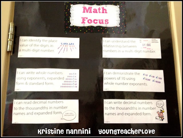Math Focus Wall - Young Teacher Love by Kristine Nannini