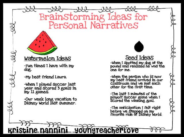 Watermelon or Seed Narrative Writing FREEBIE- Young Teacher Love by Kristine Nannini