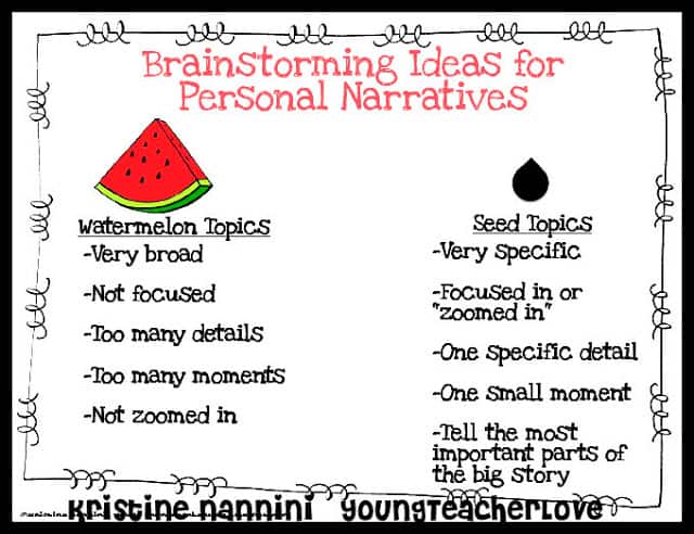 Watermelon or Seed Narrative Writing FREEBIE- Young Teacher Love by Kristine Nannini