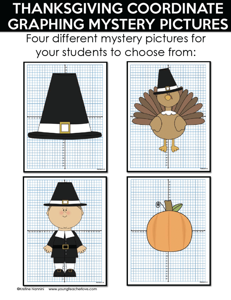 Thanksgiving Coordinate Graphing Mystery Pictures by Kristine Nannini