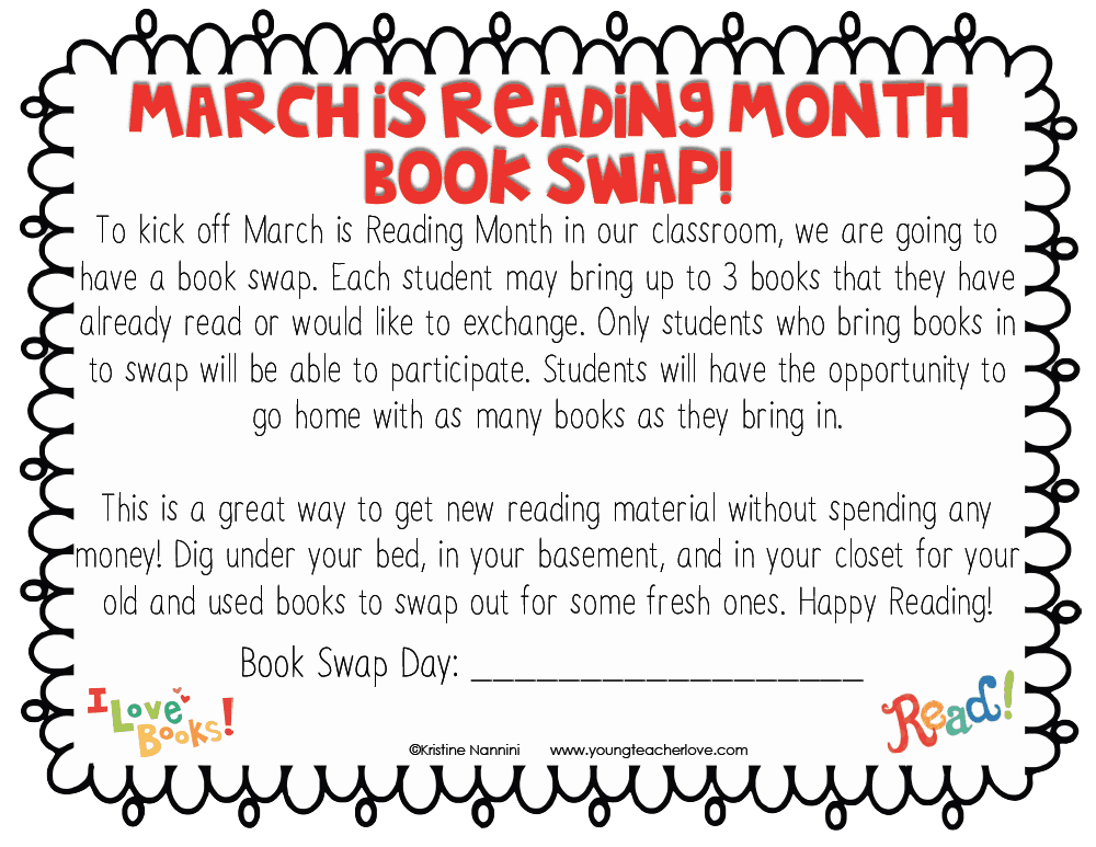 March is Reading Month Book Swap FREEBIE!