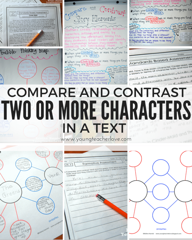 Compare and Contrast Two or More Characters with FREEBIES! - Young Teacher Love by Kristine Nannini