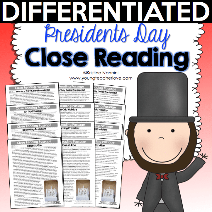 Presidents Day Differentiated Close Reading Passages, Text-Dependent Questions & More