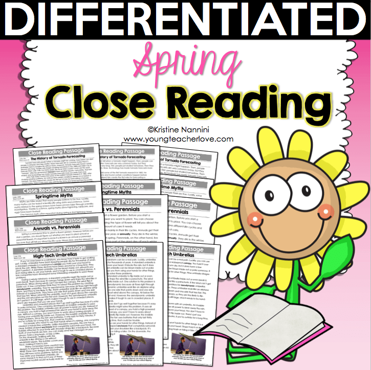 Spring Differentiated Close Reading Passages, Text-Dependent Questions & More
