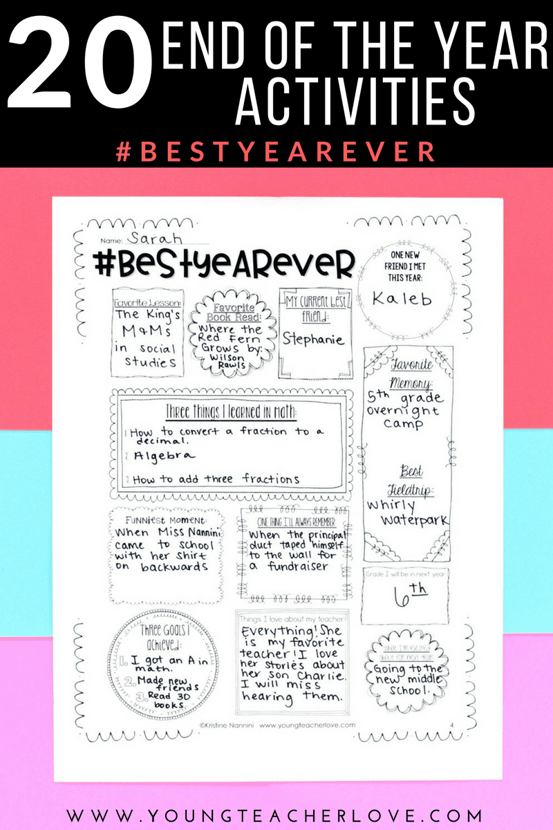 Have your #bestyearever! End of the Year Activities by Young Teacher Love by Kristine Nannini