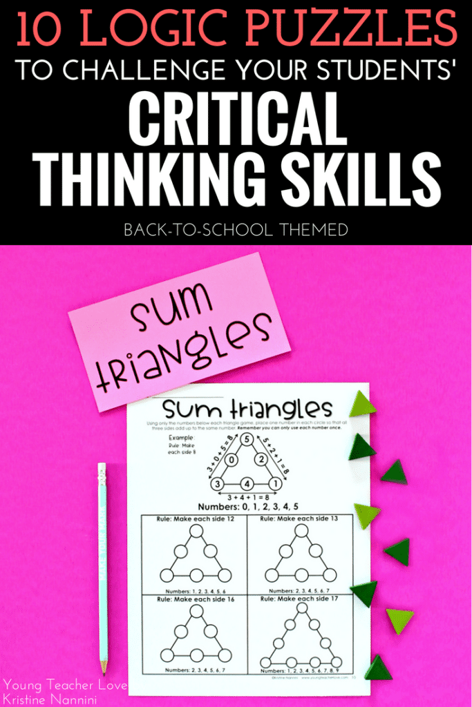 10 Logic Puzzles to Challenge Your Students' Critical Thinking Skills - Young Teacher Love by Kristine Nannini