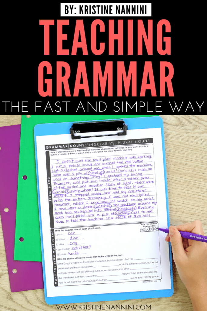 Grammar writing activity. Teaching grammar the fast and simple way. 