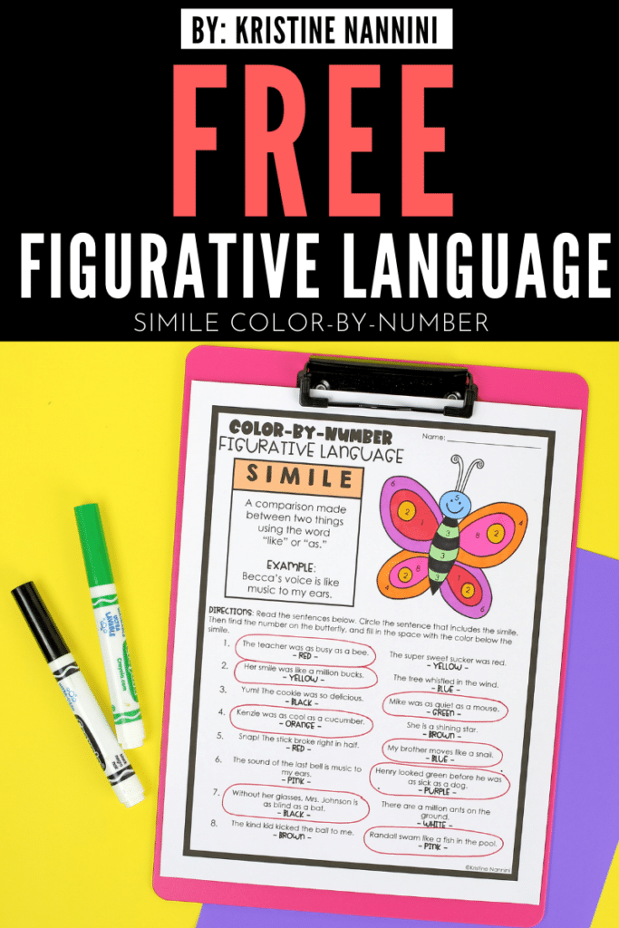 FREE color-by-number simile activity