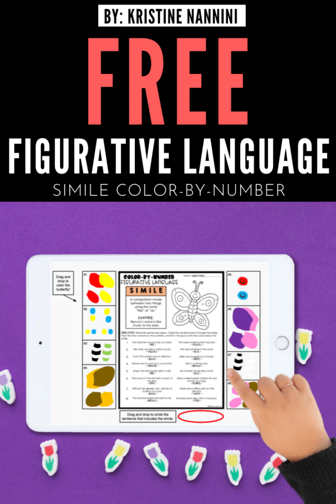 FREE Digital color-by-number simile activity
